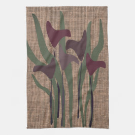 Rustikale Calla Lily Pflanze floral Texturiert Geschirrtuch