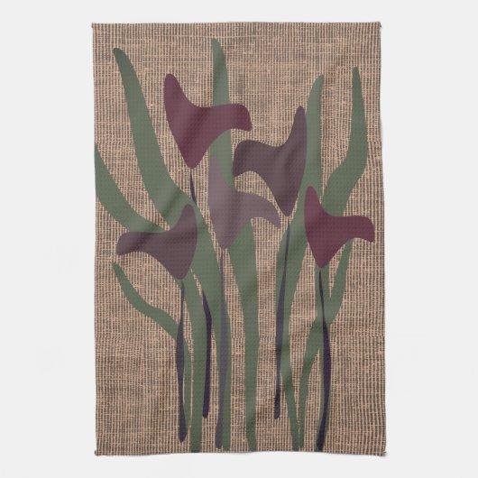 Rustikale Calla Lily Pflanze floral Texturiert Geschirrtuch (Vertikal)