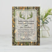 Rustikale Camouflage Antler Hochzeit Einladung (Stehend Vorderseite)