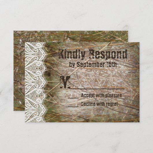 Rustikale Camouflage auf Hochzeitsjagd RSVP Karte (Vorne/Hinten)