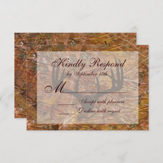 Rustikale Camouflage Jagd Antler Hochzeit RSVP (Vorne/Hinten)