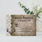 Rustikale Camouflage Jagd Antler Hochzeit RSVP (Stehend Vorderseite)
