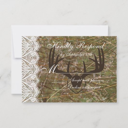 Rustikale Camouflage Jagd Antler Hochzeit RSVP (Vorderseite)