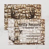 Rustikale Camouflage Jagd Antler Hochzeit RSVP Karte (Vorne/Hinten)