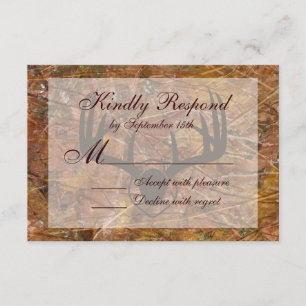 Rustikale Camouflage Jagd Antler Hochzeit RSVP Karte