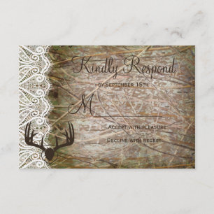 Rustikale Camouflage Jagd Antler Hochzeit RSVP Karte