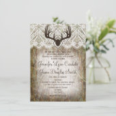 Rustikale Camouflage Jagd Antler Hochzeitsreise Einladung (Stehend Vorderseite)