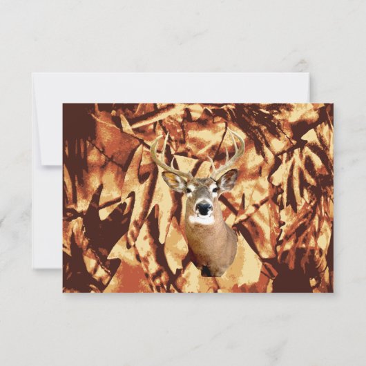 Rustikale Camouflage Jagd auf Hirschantler Hochzei RSVP Karte (Rückseite)