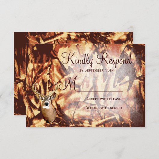 Rustikale Camouflage Jagd auf Hirschantler Hochzei RSVP Karte (Vorne/Hinten)