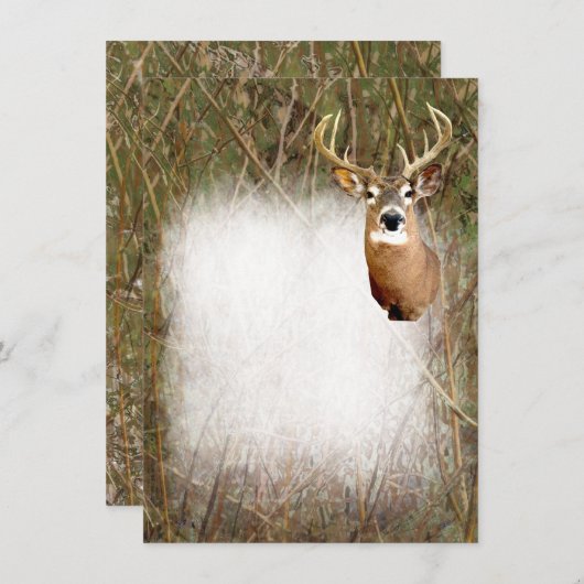 Rustikale Camouflage-Jagd-Rotwild-Geweih-leere Einladung (Vorne/Hinten)