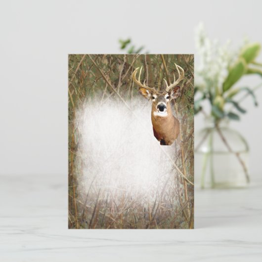 Rustikale Camouflage-Jagd-Rotwild-Geweih-leere Einladung (Stehend Vorderseite)