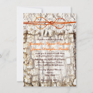 Rustikale Camouflage Orange Bow Hochzeit Einladung