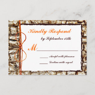 Rustikale Camouflage Orange Bow Wedding RSVP Karte