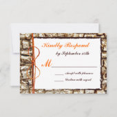 Rustikale Camouflage Orange Bow Wedding RSVP Karte (Vorderseite)