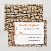 Rustikale Camouflage Orange Bow Wedding RSVP Karte (Vorne/Hinten)