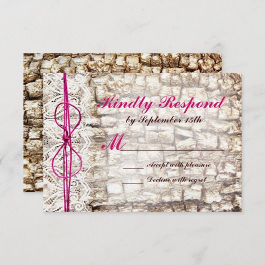 Rustikale Camouflage Rosa Bow Wedding RSVP (Vorne/Hinten)