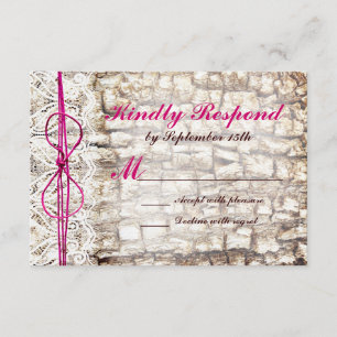 Rustikale Camouflage Rosa Bow Wedding RSVP Karte