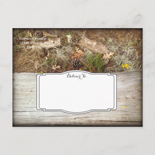 Rustikale Camouflage und Holz Save the Date Postka Ankündigungspostkarte (Rückseite)