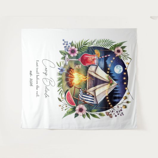 Rustikale Campbrücke Bachelorette Wochenende Wandteppich (Vorderseite (Horizontal))