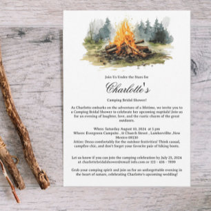 Rustikale Camping-Glamping-Lagerfeuer-Brautjungges Einladung
