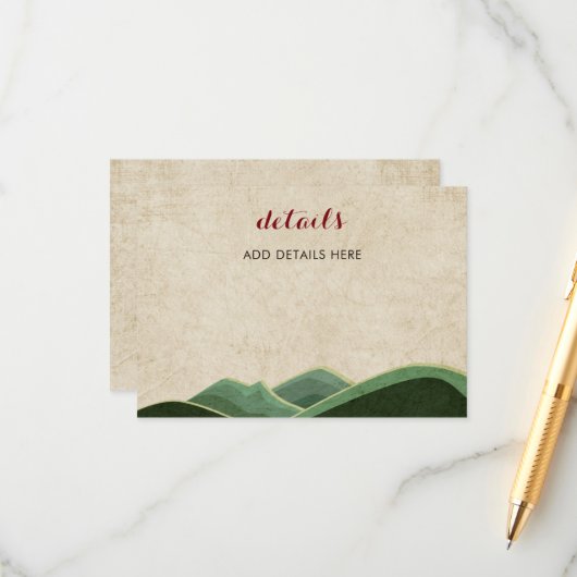 Rustikale Camping-Hochzeit Begleitkarte (Vorderseite/Rückseite Beispiel)