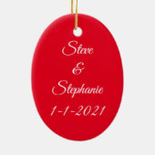 Rustikale Candy Cane Herz Liebe Personalisiert Keramik Ornament (Hinten)