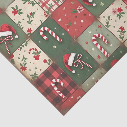 Rustikale Candy Cane und Kariertes Weihnachtszette Seidenpapier (Ausschnitt)