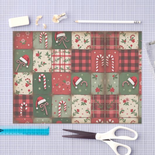 Rustikale Candy Cane und Kariertes Weihnachtszette Seidenpapier (Handwerk)