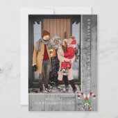 Rustikale Candy Canes Weihnachten | Graue Fotokart (Vorderseite)