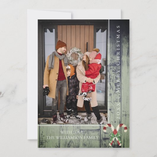 Rustikale Candy Canes Weihnachten | Green Foto Car (Vorderseite)