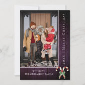 Rustikale Candy Canes Weihnachten | Lila Fotokarte (Vorderseite)