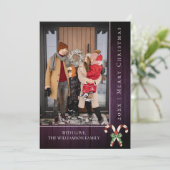 Rustikale Candy Canes Weihnachten | Lila Fotokarte (Stehend Vorderseite)