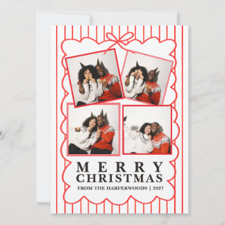 Rustikale Candy Stripe 4 Foto Familien Weihnachten