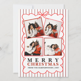 Rustikale Candy Stripe 4 Foto Familien Weihnachten