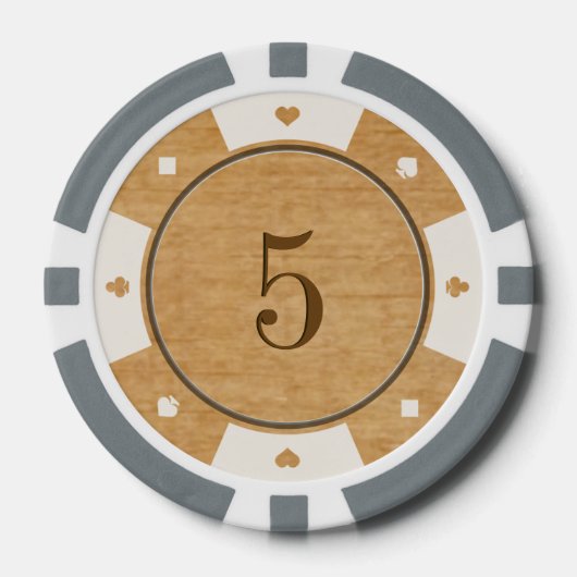 Rustikale Casino-Pokerchips aus Eichenholz Pokerchips (Vorderseite)