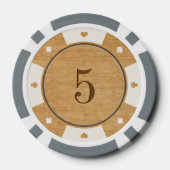Rustikale Casino-Pokerchips aus Eichenholz Pokerchips (Rückseite)