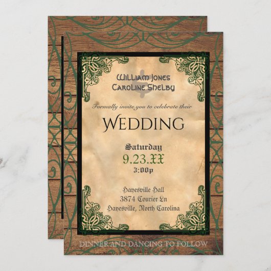 Rustikale Celtic Claddagh Hochzeit Einladung (Vorne/Hinten)