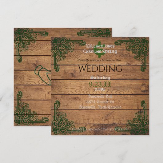 Rustikale Celtic Claddagh Hochzeit Einladung (Vorne/Hinten)