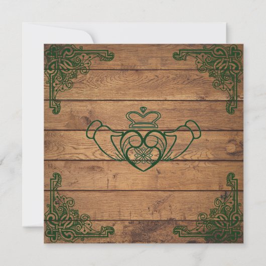 Rustikale Celtic Claddagh Hochzeit Einladung (Rückseite)