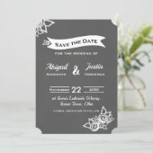 Rustikale Chalk Style Save the Date Karte (Stehend Vorderseite)