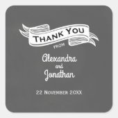 Rustikale Chalk Style Wedding Danke Square Quadratischer Aufkleber (Vorderseite)