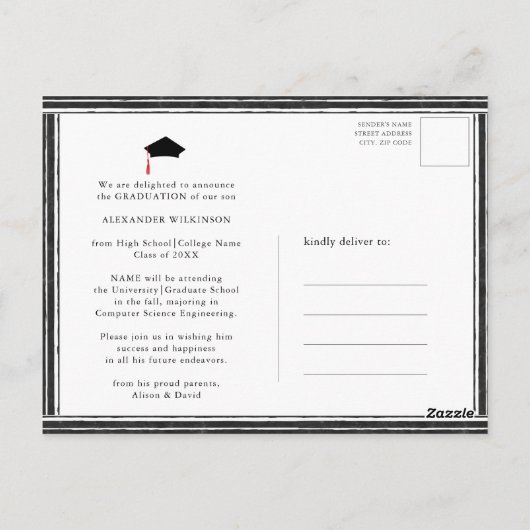 Rustikale Chalkboard Abschluss GRILLEN Party Einla Postkarte (Rückseite)