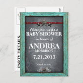 Rustikale Chalkboard Babydusche einladen Einladungspostkarte (Vorne/Hinten)