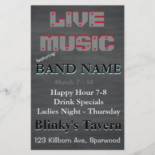 Rustikale Chalkboard Bar Taverne Live Music 2 Flyer