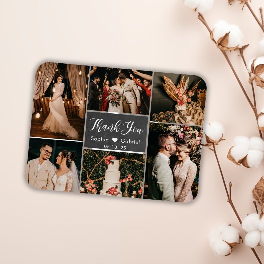Rustikale Chalkboard Collage Wedding Danke Magnet