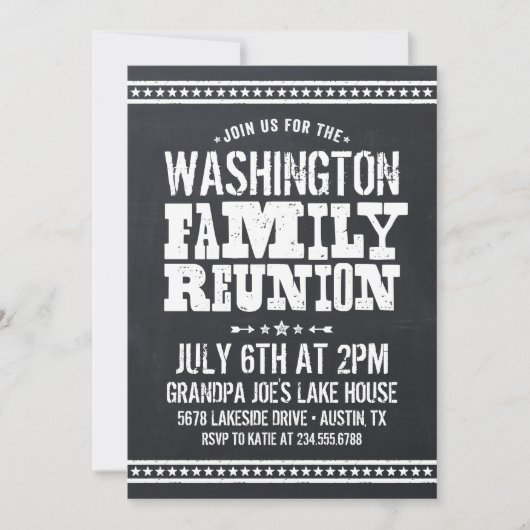 Rustikale Chalkboard Family Wiedersehen Einladunge Einladung (Vorderseite)