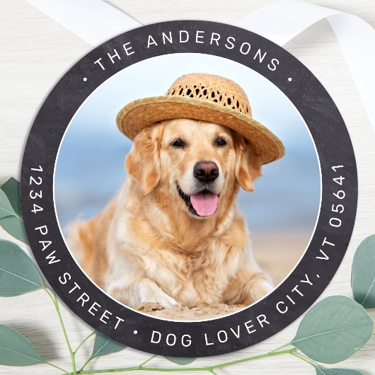 Rustikale Chalkboard Foto Rücksendeadresse Runder Aufkleber