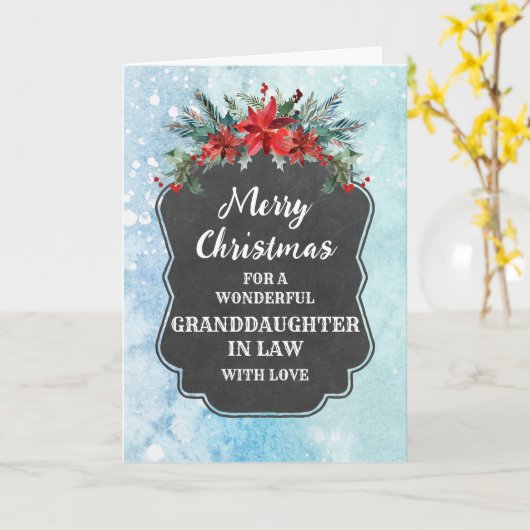 Rustikale Chalkboard Großtochter im Jura Weihnacht Karte (Gelbe Blume)