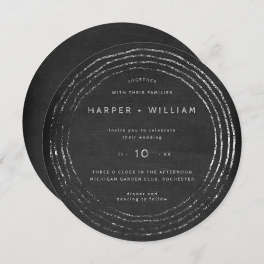 Rustikale Chalkboard handgezeichnete Rahmen Hochze Einladung (Vorne/Hinten)