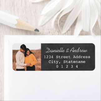 Rustikale Chalkboard Hochzeit Foto Rücksendeadress